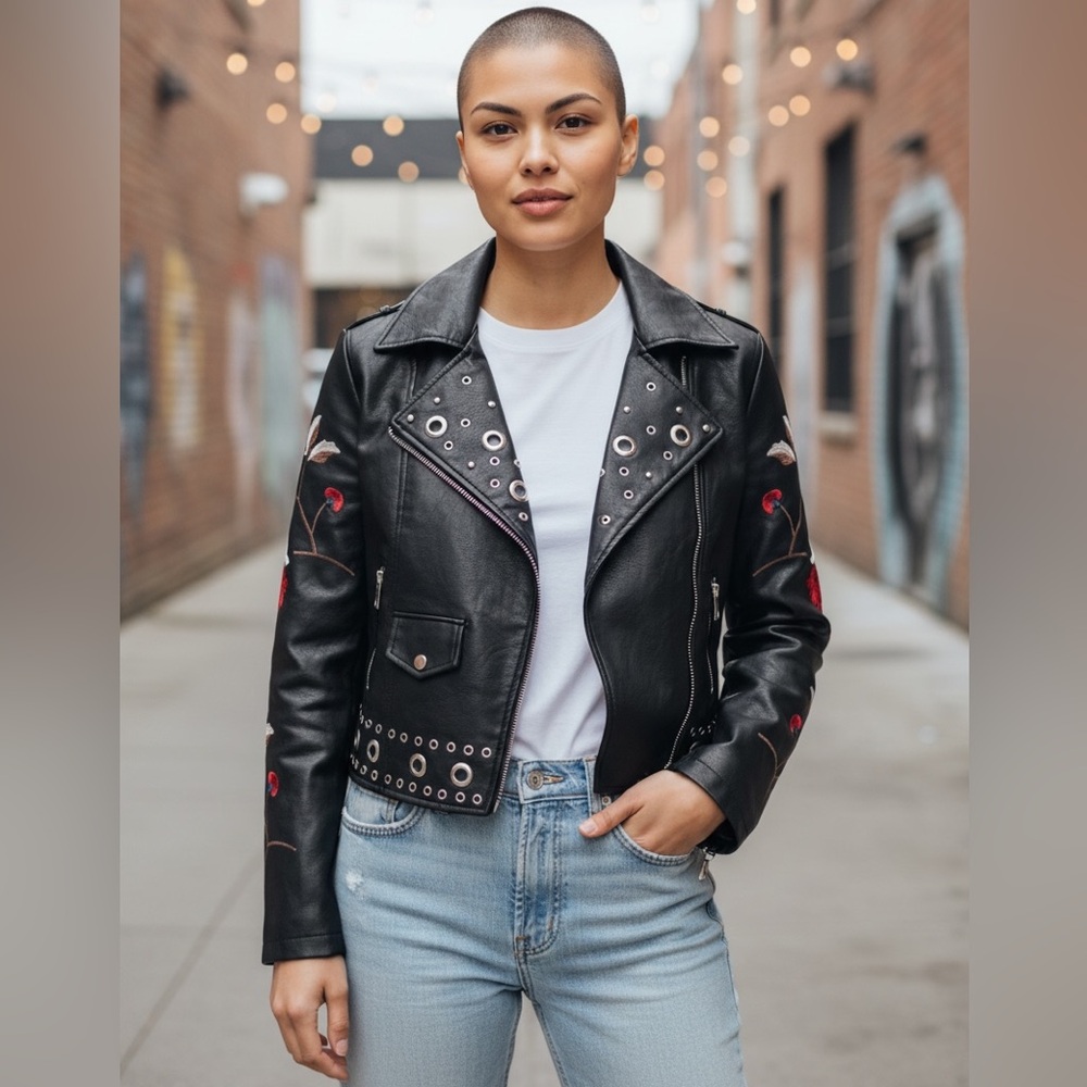 Romeo & Juliet Faux Leather Biker jacket Size M NWOT